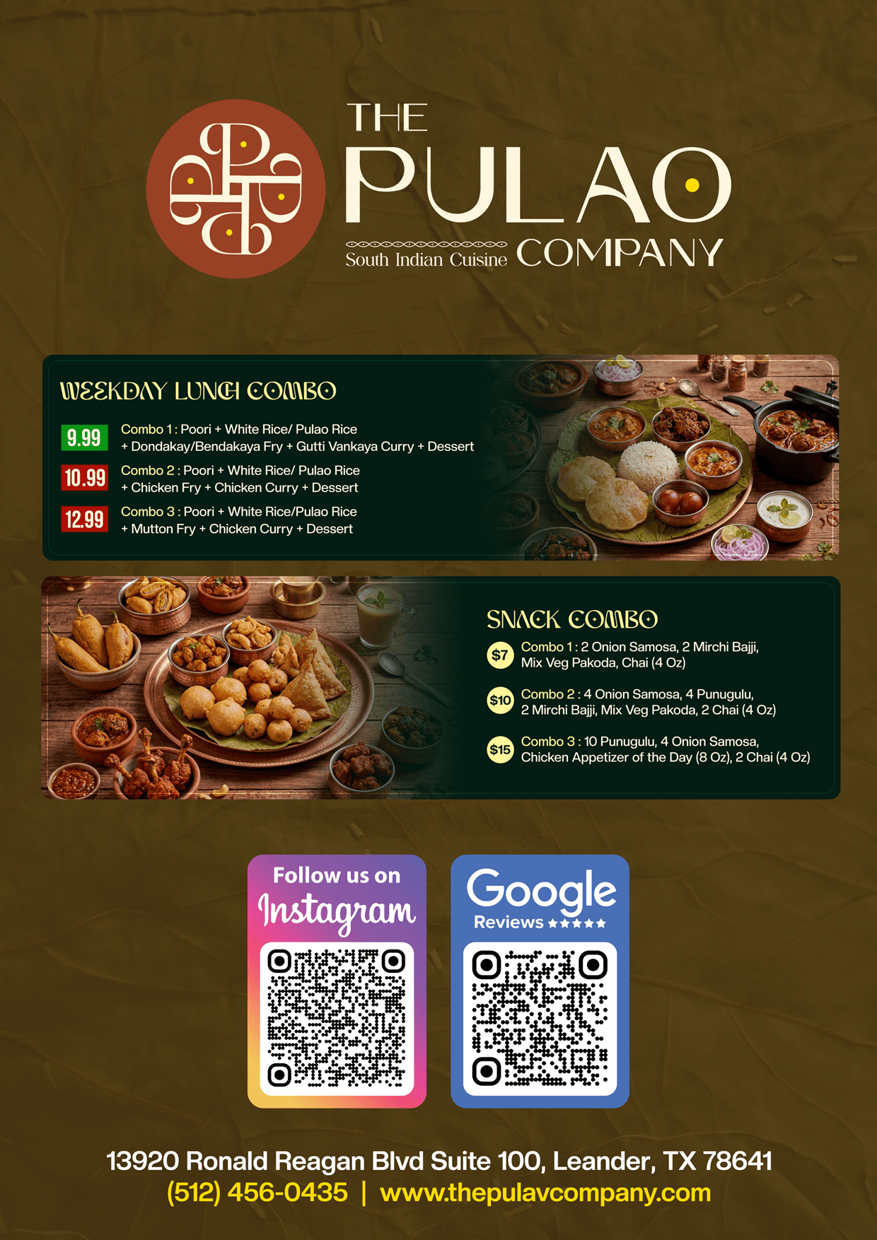 Austin Weekday Lunch Combo & Snack Combo - The Pulao Company